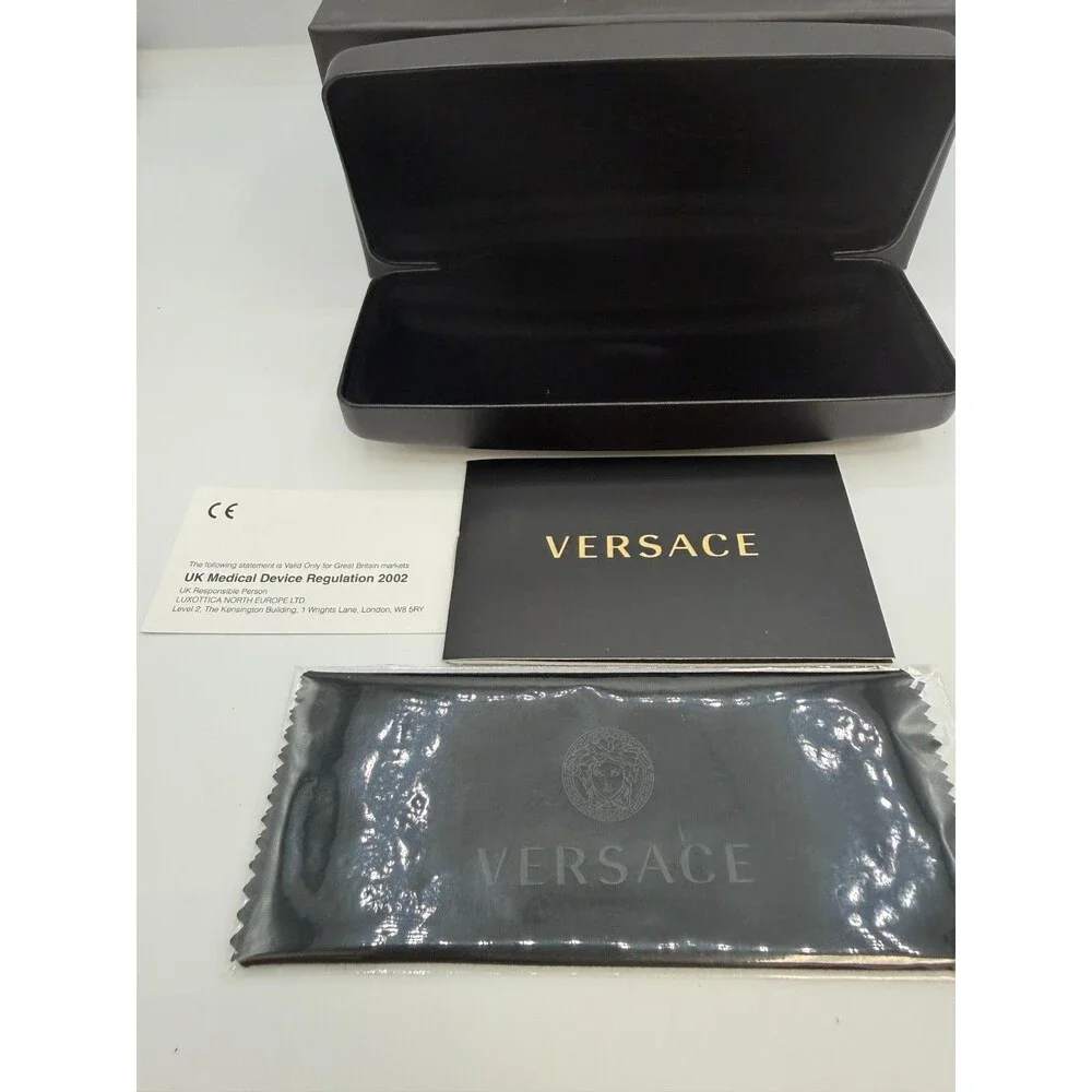 Versace Eyeglasses Sunglasses Case Set w/ Box Cloth Booklet Authentic Black